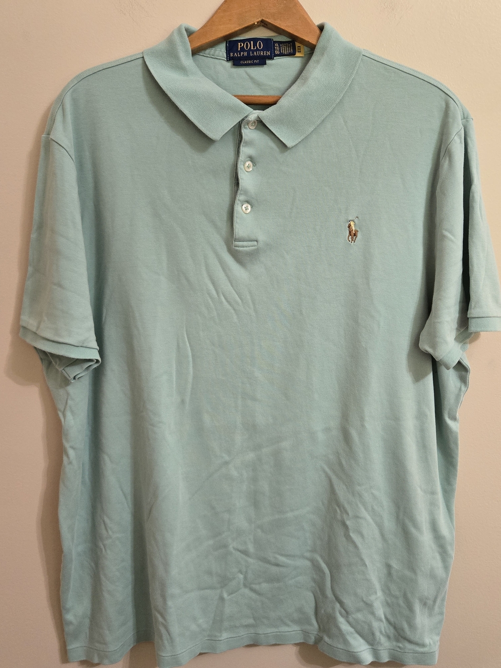 Polo Ralph Lauren Mens XL‎ Classic Short Sleeve Polo Shirt Seafoam Green EUC